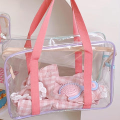 PU Leather Transparent Tote Bag Large Capacity Jelly Tote Bag