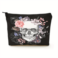 Floral Skeleton Cosmetic Bag For Women Men Stationary Pen Pencil Boys Girls