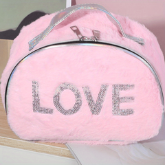 Sequin Love Plush Travel Storage Bag Small Shell Shaped Toiletry Bag