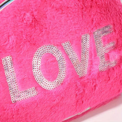 Sequin Love Plush Travel Storage Bag Small Shell Shaped Toiletry Bag