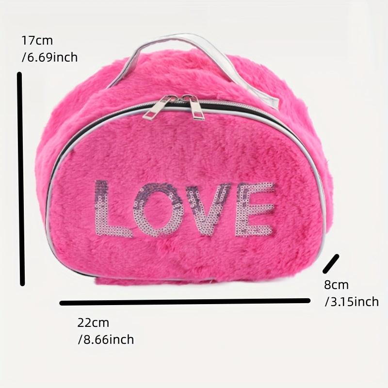 Sequin Love Plush Travel Storage Bag Small Shell Shaped Toiletry Bag