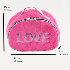 Sequin Love Plush Travel Storage Bag Small Shell Shaped Toiletry Bag