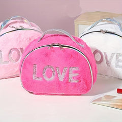 Sequin Love Plush Travel Storage Bag Small Shell Shaped Toiletry Bag