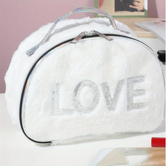 Sequin Love Plush Travel Storage Bag Small Shell Shaped Toiletry Bag
