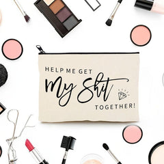 Words Print Cosmetic Bag Makeup Organizer Travel Toiletry Zipper Bag