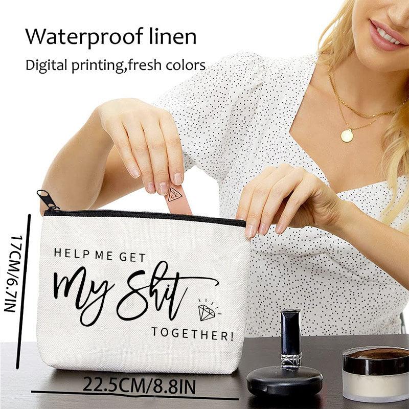 Words Print Cosmetic Bag Makeup Organizer Travel Toiletry Zipper Bag