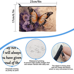 Vintage Butterfly Pattern Zipper Travel Storage Bag Cosmetic Toiletry Bag