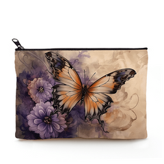 Vintage Butterfly Pattern Zipper Travel Storage Bag Cosmetic Toiletry Bag