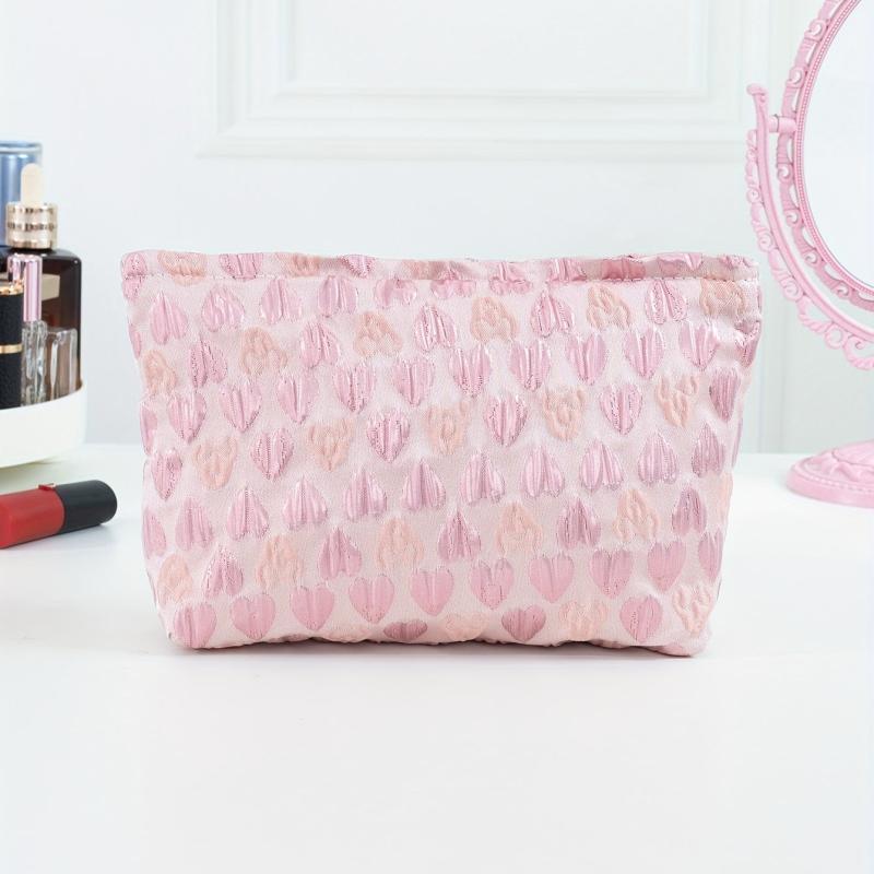 Pink Heart Toiletry Bag Large Capacity Cosmetic Bag