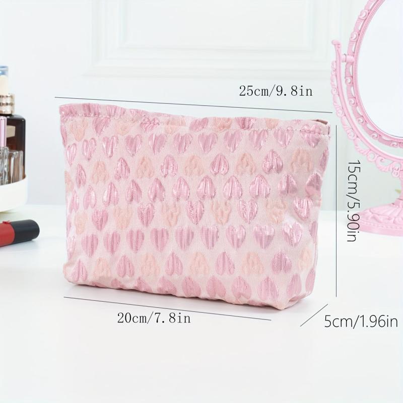 Pink Heart Toiletry Bag Large Capacity Cosmetic Bag
