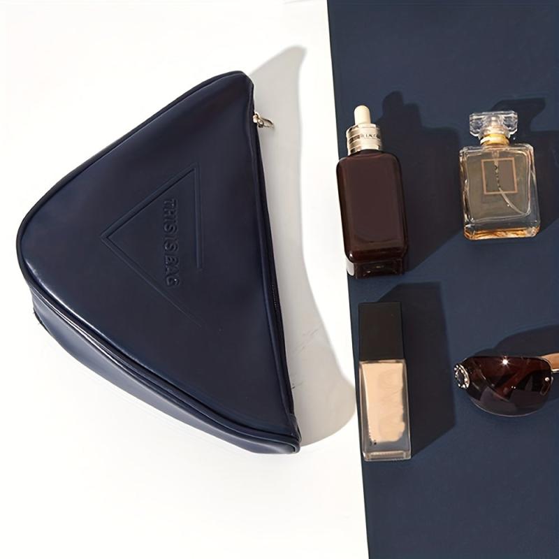 Triangle PU Leather Cosmetics Bags Waterproof Toiletry Bag Travel Storage