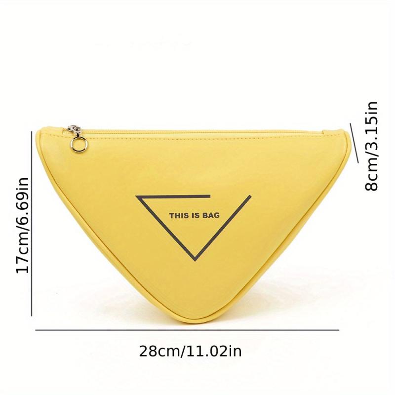 Triangle PU Leather Cosmetics Bags Waterproof Toiletry Bag Travel Storage