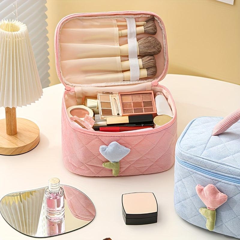 Waterproof Corduroy Toiletry Bag Tulip Cosmetics Bag Travel