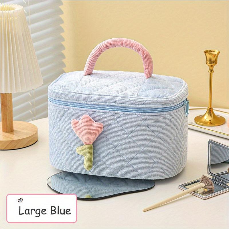 Waterproof Corduroy Toiletry Bag Tulip Cosmetics Bag Travel