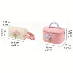 Waterproof Corduroy Toiletry Bag Tulip Cosmetics Bag Travel