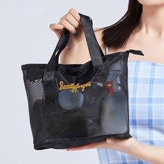 Mesh Hand Wash Bag Embroidered Travel Cosmetic Bag