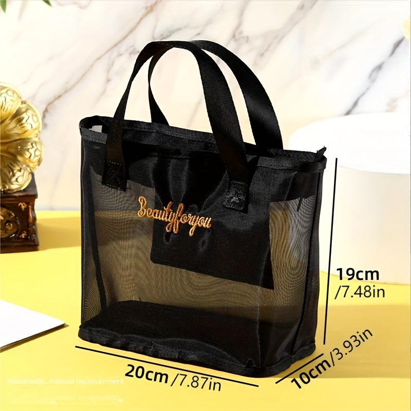 Mesh Hand Wash Bag Embroidered Travel Cosmetic Bag