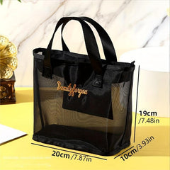 Mesh Hand Wash Bag Embroidered Travel Cosmetic Bag