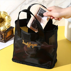 Mesh Hand Wash Bag Embroidered Travel Cosmetic Bag