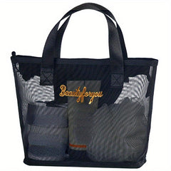 Mesh Hand Wash Bag Embroidered Travel Cosmetic Bag