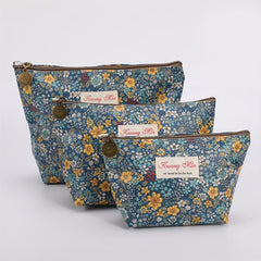 3pcs Floral Zipper Cosmetic Travel Toiletry Bag Set