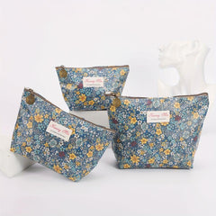 3pcs Floral Zipper Cosmetic Travel Toiletry Bag Set