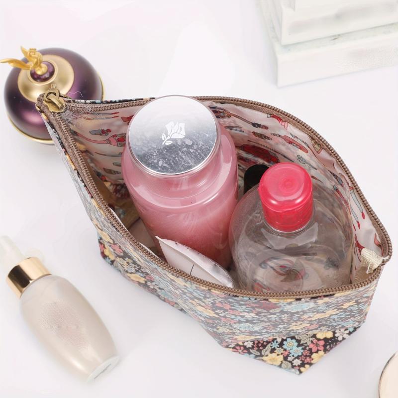 3pcs Floral Zipper Cosmetic Travel Toiletry Bag Set