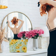 Sunflower Pattern Cosmetic Bag for Women Makeup Storage