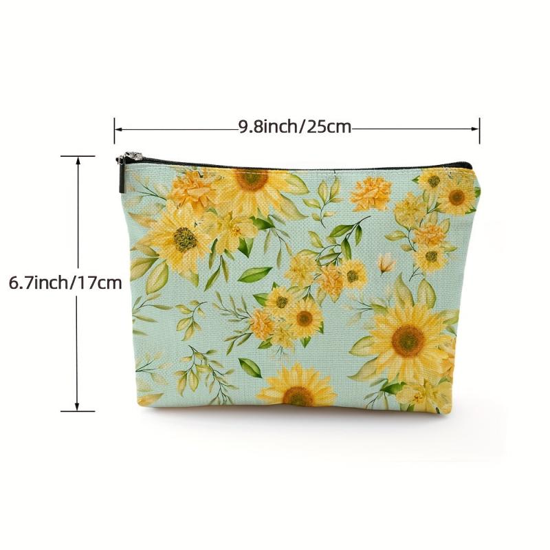 Sunflower Pattern Cosmetic Bag for Women Makeup Storage