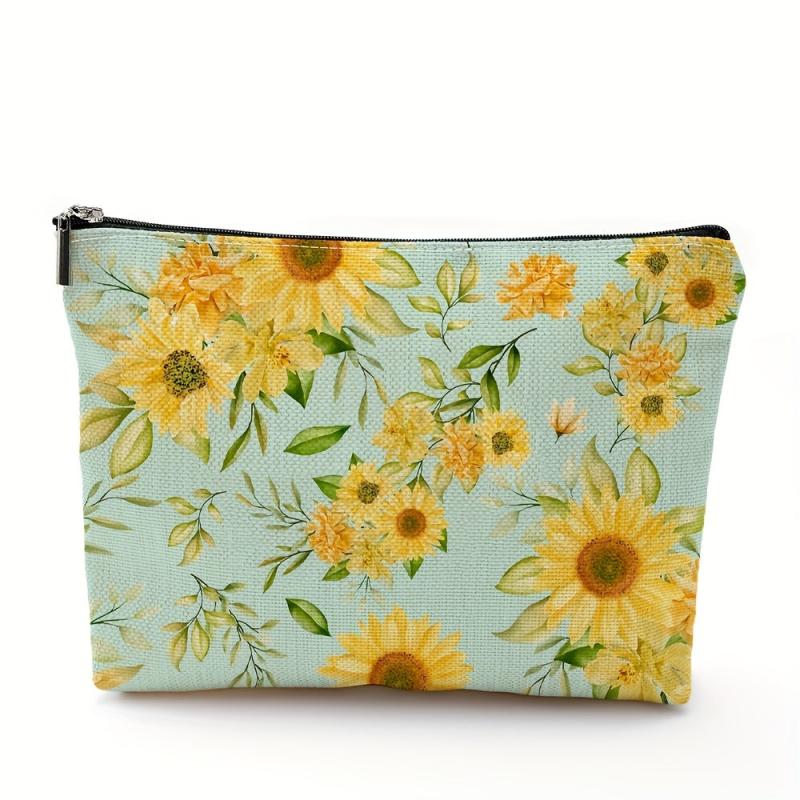 Sunflower Pattern Cosmetic Bag for Women Makeup Storage