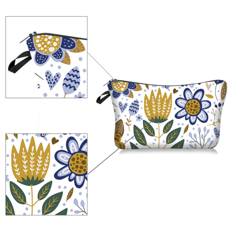 Floral Makeup Bag Waterproof Zipper Cosmetics Bag