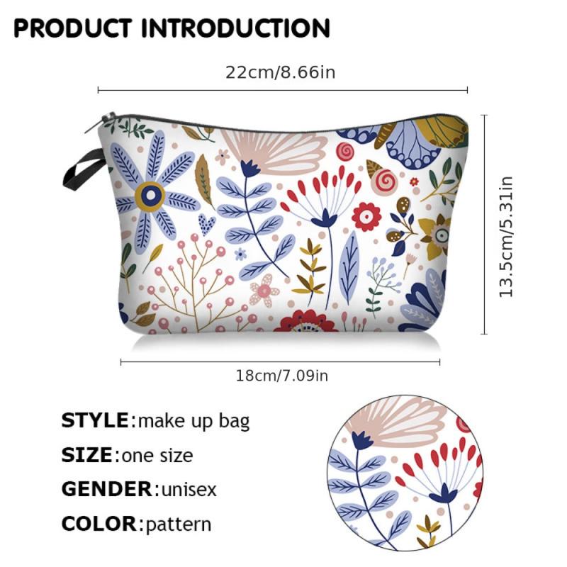 Floral Makeup Bag Waterproof Zipper Cosmetics Bag
