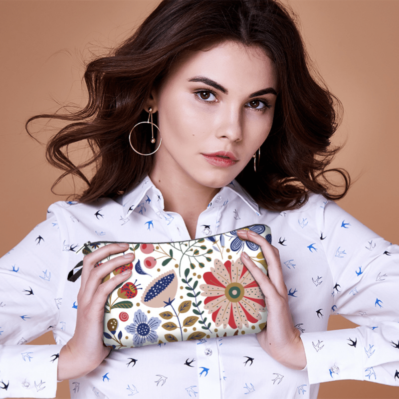 Floral Makeup Bag Waterproof Zipper Cosmetics Bag