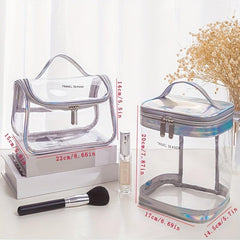 Portable Transparent PVC Cosmetics Bag Toiletry Bag Travel Business Strip