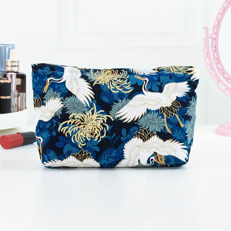 Crane Chrysanthemum Wash Bag Large Cosmetic Travel Storage