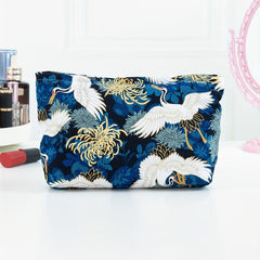 Crane Chrysanthemum Wash Bag Large Cosmetic Travel Storage