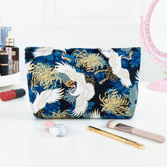 Crane Chrysanthemum Wash Bag Large Cosmetic Travel Storage
