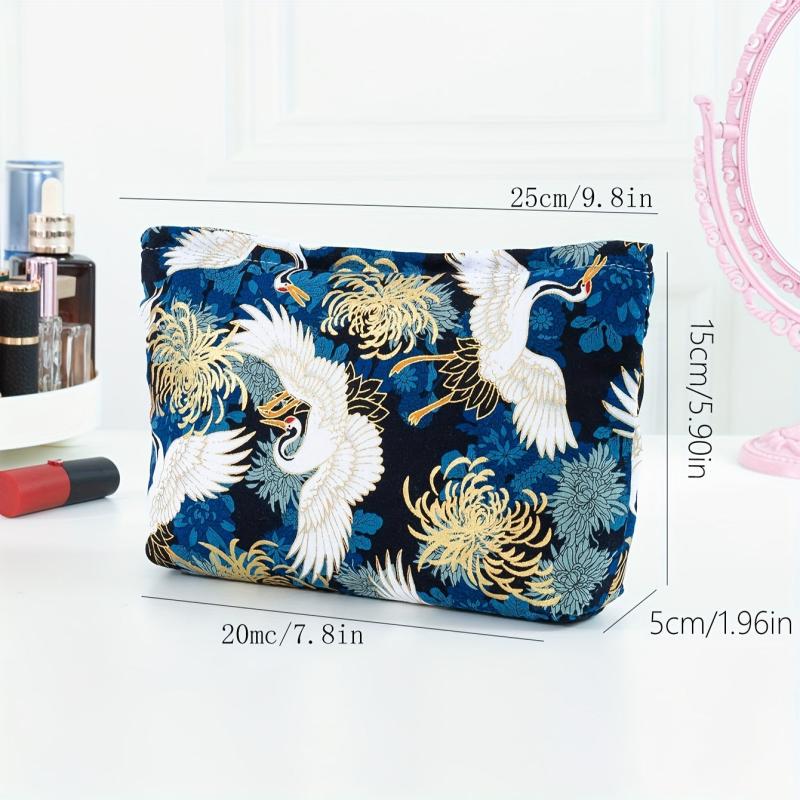 Crane Chrysanthemum Wash Bag Large Cosmetic Travel Storage