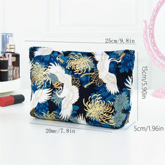 Crane Chrysanthemum Wash Bag Large Cosmetic Travel Storage