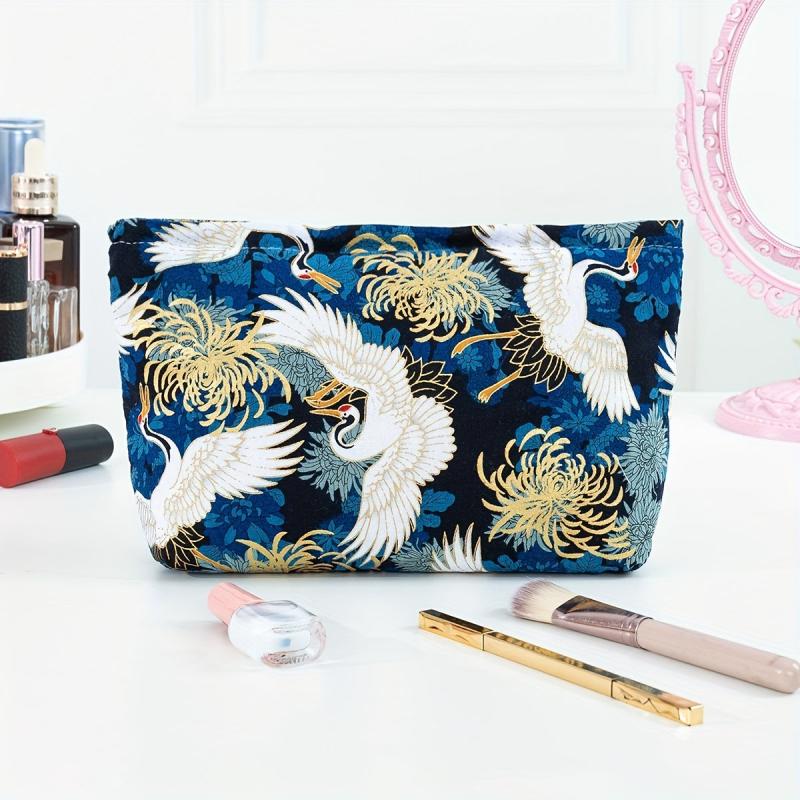 Crane Chrysanthemum Wash Bag Large Cosmetic Travel Storage