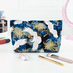 Crane Chrysanthemum Wash Bag Large Cosmetic Travel Storage