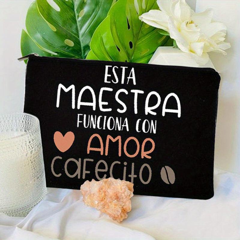 Spanish Printed Cosmetic Bag School Stationery Travel Toiletry Storage Bag