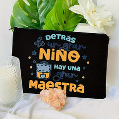 Spanish Printed Cosmetic Bag School Stationery Travel Toiletry Storage Bag
