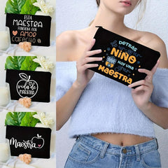 Spanish Printed Cosmetic Bag School Stationery Travel Toiletry Storage Bag