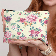 Floral Print Small Cosmetic Bag Travel Makeup Bag Storage Organizer