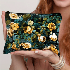 Floral Print Small Cosmetic Bag Travel Makeup Bag Storage Organizer