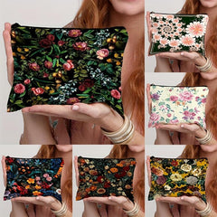 Floral Print Small Cosmetic Bag Travel Makeup Bag Storage Organizer