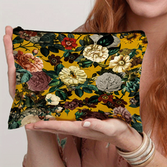 Floral Print Small Cosmetic Bag Travel Makeup Bag Storage Organizer