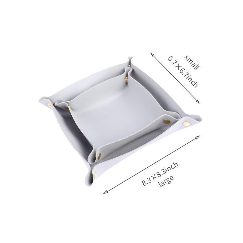 Leather Jewelry Tray Watch Coin Key Phone Nightstand Organizer Box