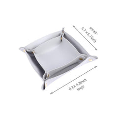 Leather Jewelry Tray Watch Coin Key Phone Nightstand Organizer Box